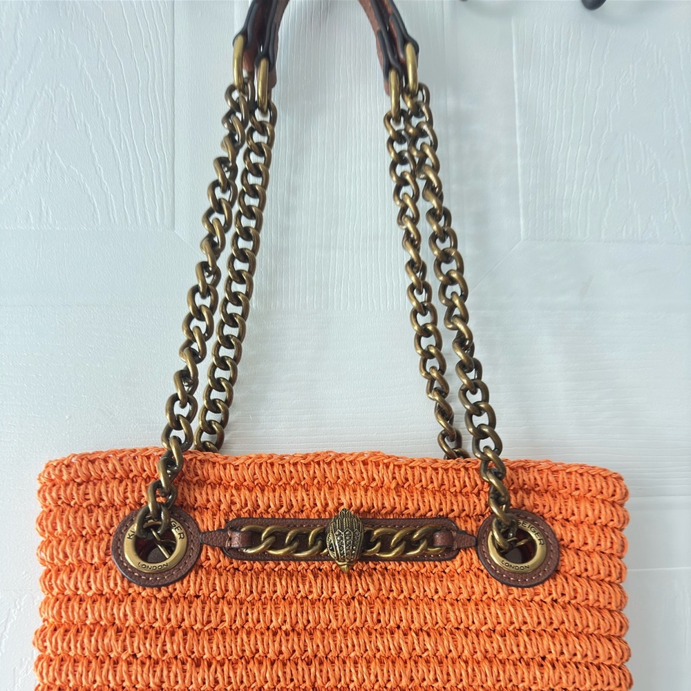 Kurt Geiger Orange Woven Tote Bag - Picture 2 of 4
